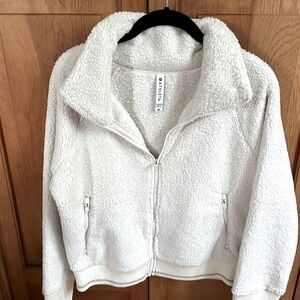 Athleta Tugga Sherpa Jacket cream with silver size medium